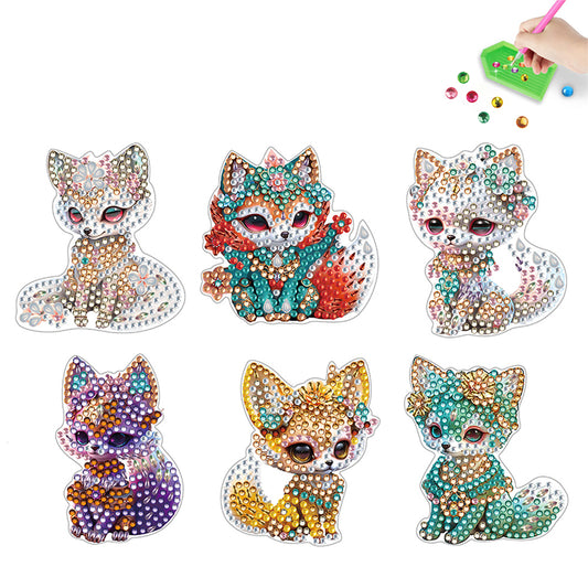 6PCS Diamond Painting Magnets Refrigerator for Adults Kids Beginners (Funny Fox)