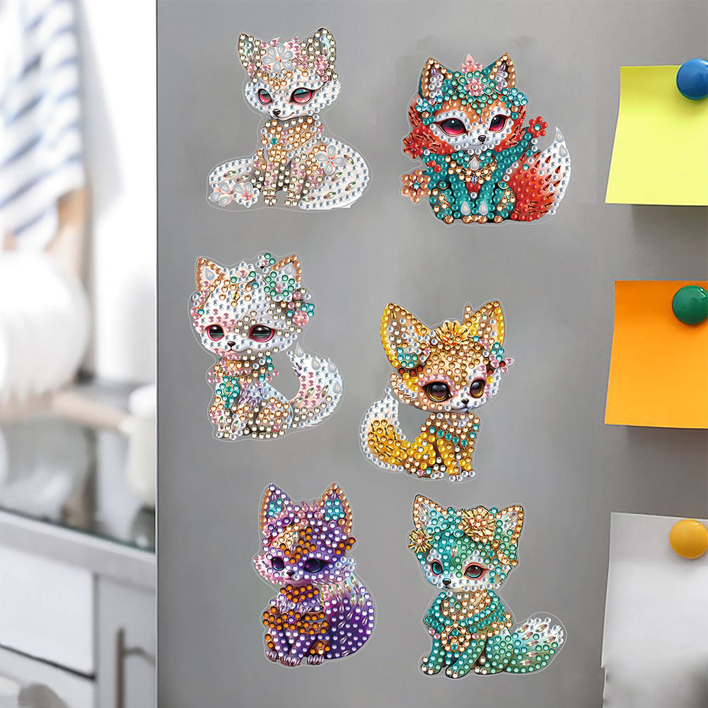 6PCS Diamond Painting Magnets Refrigerator for Adults Kids Beginners (Funny Fox)