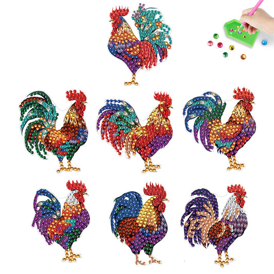 7PCS Diamond Painting Magnets Refrigerator for Adults Kids (Field Rooster)