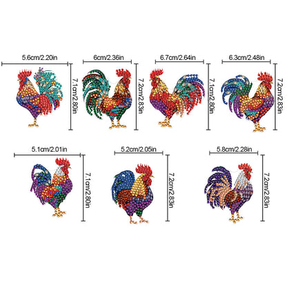 7PCS Diamond Painting Magnets Refrigerator for Adults Kids (Field Rooster)