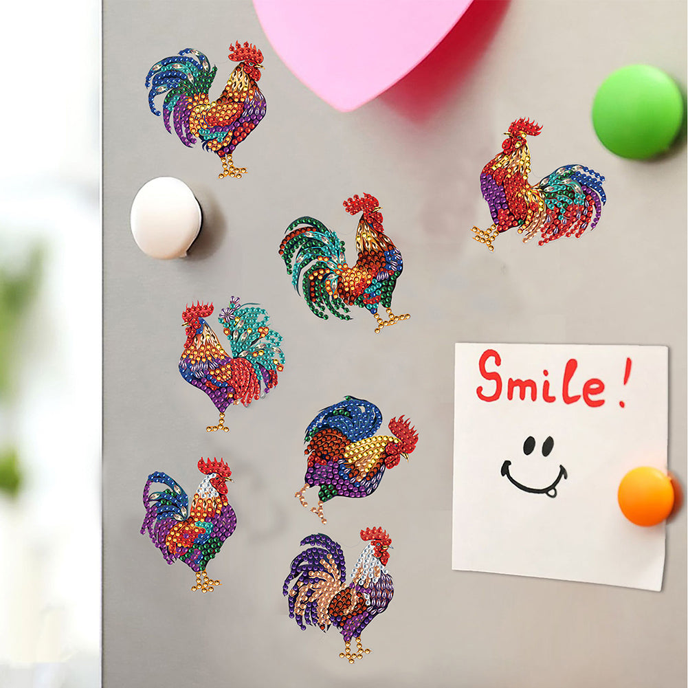 7PCS Diamond Painting Magnets Refrigerator for Adults Kids (Field Rooster)