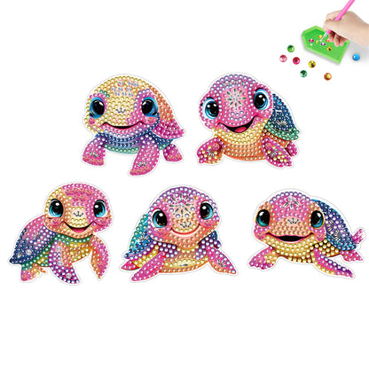 5PCS Diamond Painting Magnets Refrigerator for Adults Kids (Colourful Turtle)