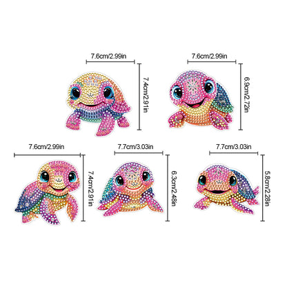 5PCS Diamond Painting Magnets Refrigerator for Adults Kids (Colourful Turtle)