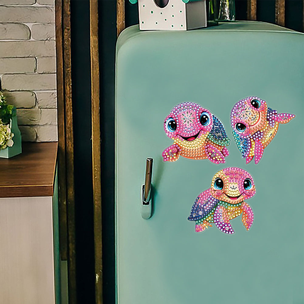 5PCS Diamond Painting Magnets Refrigerator for Adults Kids (Colourful Turtle)