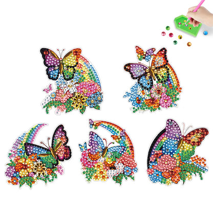 5PCS Diamond Painting Magnets Refrigerator for Adults Kids (Garden Butterfly)
