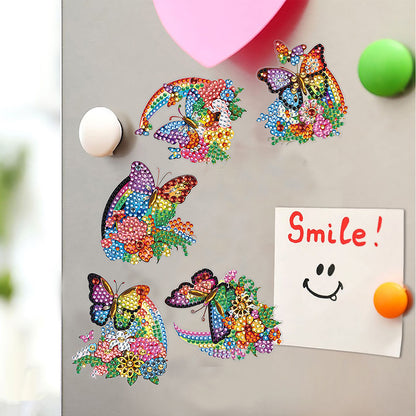 5PCS Diamond Painting Magnets Refrigerator for Adults Kids (Garden Butterfly)