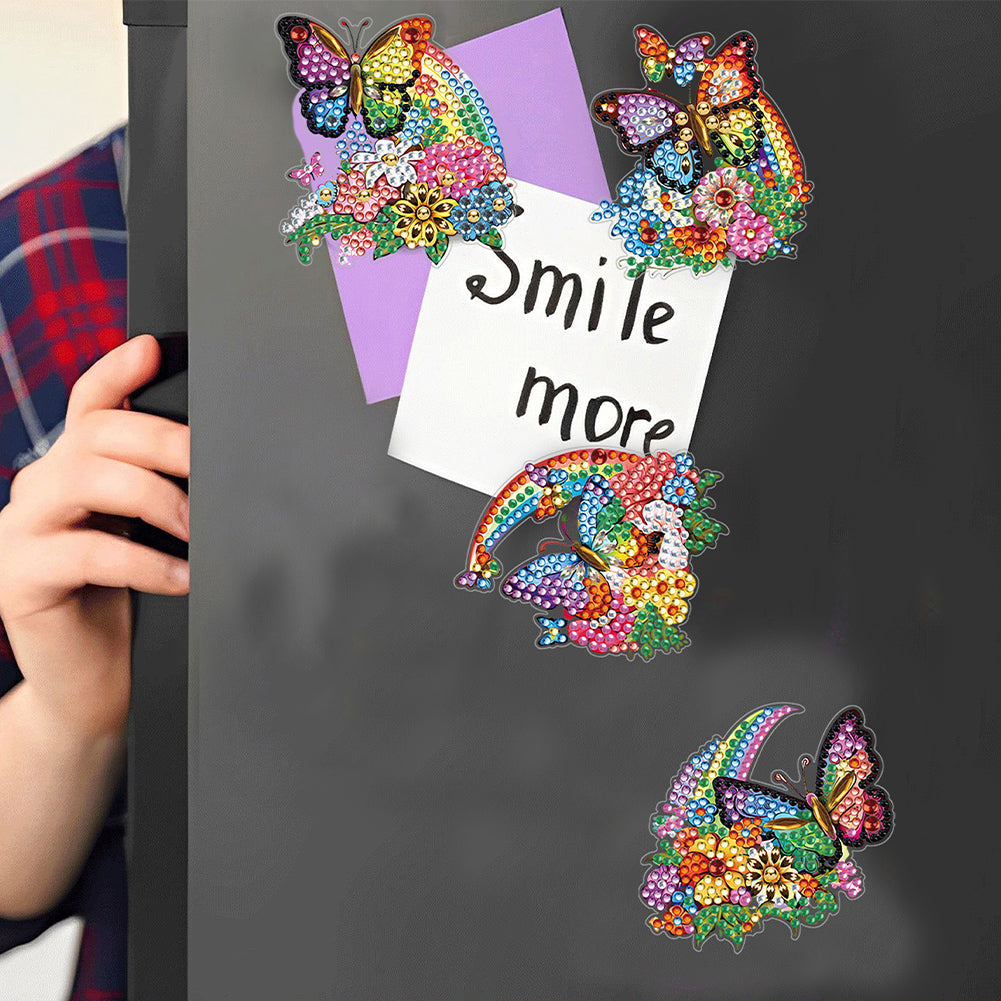 5PCS Diamond Painting Magnets Refrigerator for Adults Kids (Garden Butterfly)
