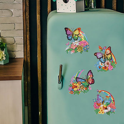 5PCS Diamond Painting Magnets Refrigerator for Adults Kids (Garden Butterfly)