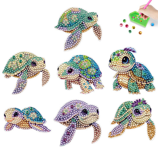 7PCS Diamond Painting Magnets Refrigerator for Adults Kids (Deep Sea Turtle)