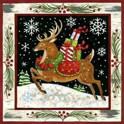 Christmas Elk - 11CT Stamped Cross Stitch 50*50CM(Joy Sunday)