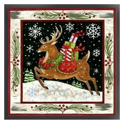 Christmas Elk - 11CT Stamped Cross Stitch 50*50CM(Joy Sunday)