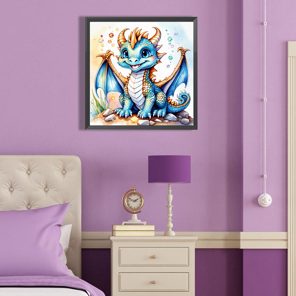 Sapphire Blue Dinosaur - Full Round Drill Diamond Painting 40*40CM