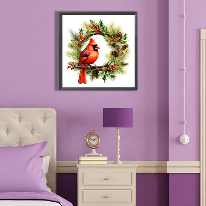 Cardinal In Wreath - Full Round Drill Diamond Painting 40*40CM