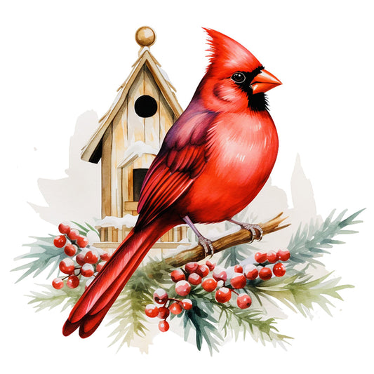 Cardinal Standing In Front Of House - Full Round Drill Diamond Painting 40*40CM