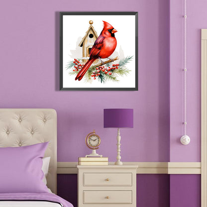 Cardinal Standing In Front Of House - Full Round Drill Diamond Painting 40*40CM