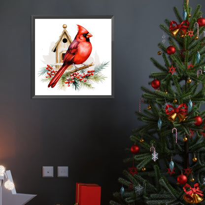 Cardinal Standing In Front Of House - Full Round Drill Diamond Painting 40*40CM