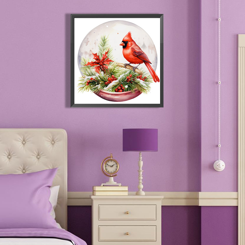 Cardinal In The Crystal Ball - Full Round Drill Diamond Painting 40*40CM