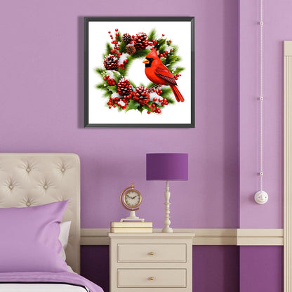 Cardinal On Squirrel Wreath - Full Round Drill Diamond Painting 40*40CM