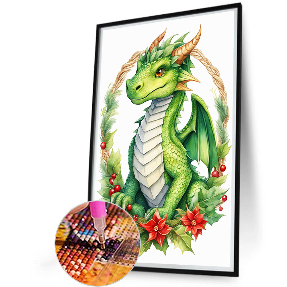 Dinosaurs On Holiday Wreath - Full Round Drill Diamond Painting 40*60CM