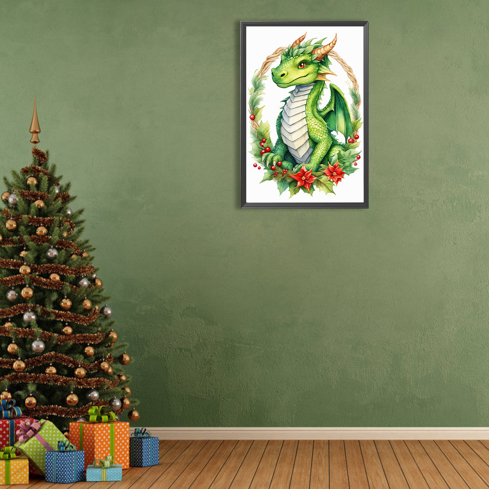 Dinosaurs On Holiday Wreath - Full Round Drill Diamond Painting 40*60CM