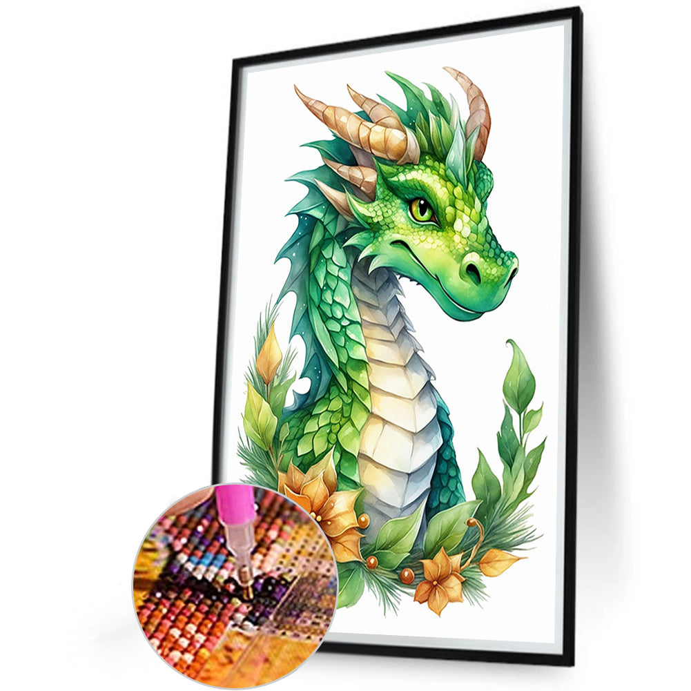 Dinosaur On Festive Flower Branch - Full Round Drill Diamond Painting 40*60CM