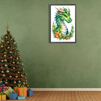 Dinosaur On Festive Flower Branch - Full Round Drill Diamond Painting 40*60CM