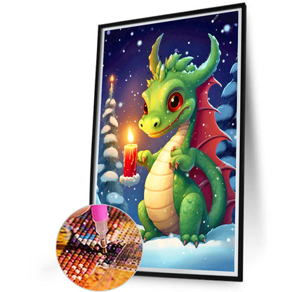 Christmas Candle Cartoon Dragon - Full Round Drill Diamond Painting 40*60CM