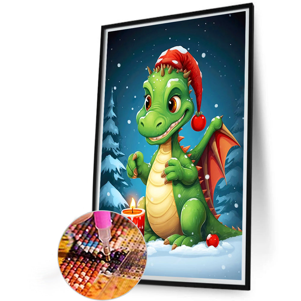 Christmas Dragon Guarding The Candles - Full Round Drill Diamond Painting 40*60CM