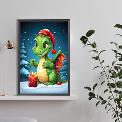 Christmas Dragon Guarding The Candles - Full Round Drill Diamond Painting 40*60CM