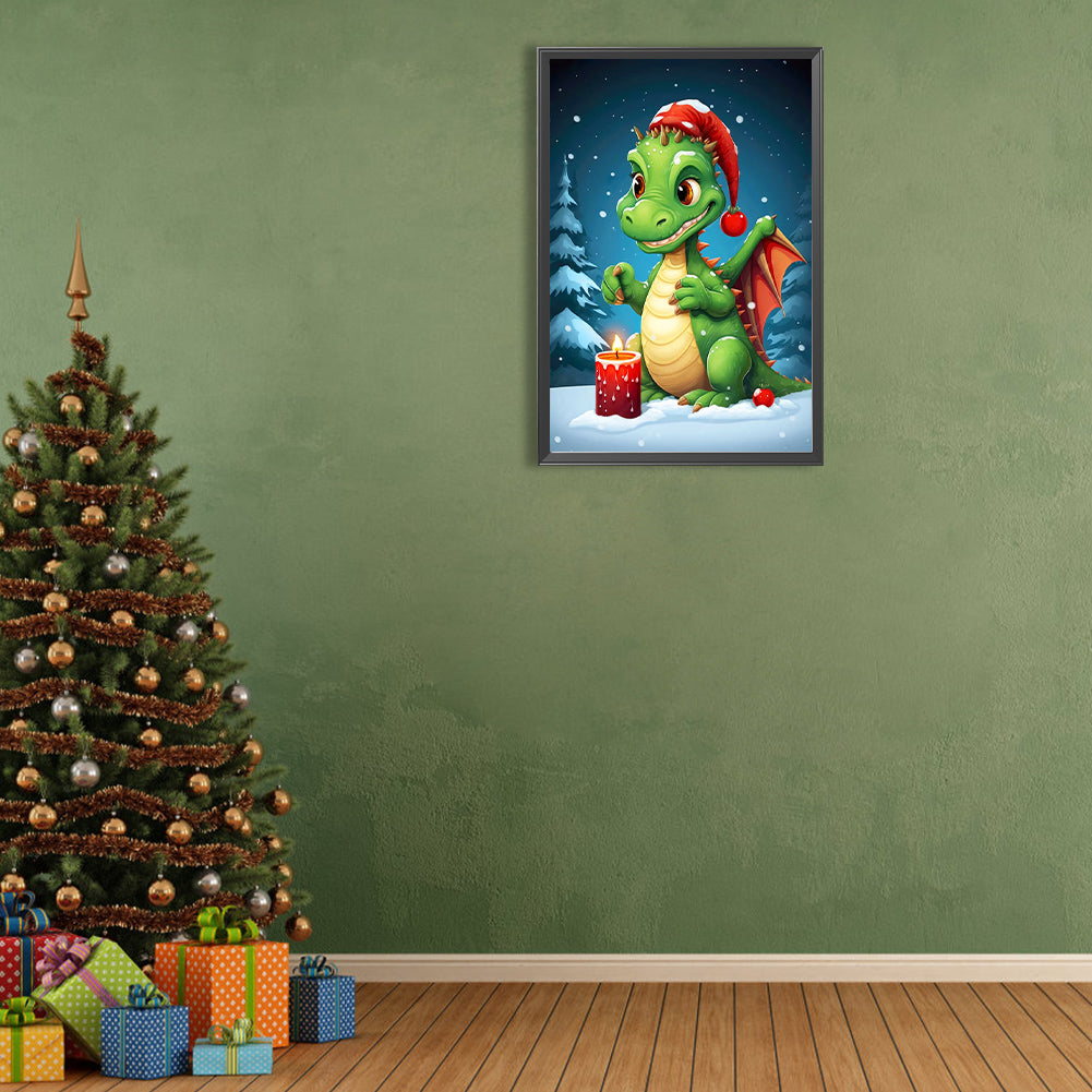 Christmas Dragon Guarding The Candles - Full Round Drill Diamond Painting 40*60CM