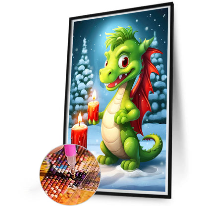 Christmas Dragon Holding Candle - Full Round Drill Diamond Painting 40*60CM