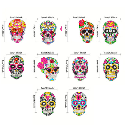 10Pairs Halloween Skull Double Sided Diamond Painting Earrings The Dead Earrings