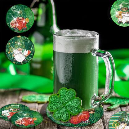 8 PCS Acrylic Diamond Painting Coasters Kits with Holder (Saint Patricks Day)