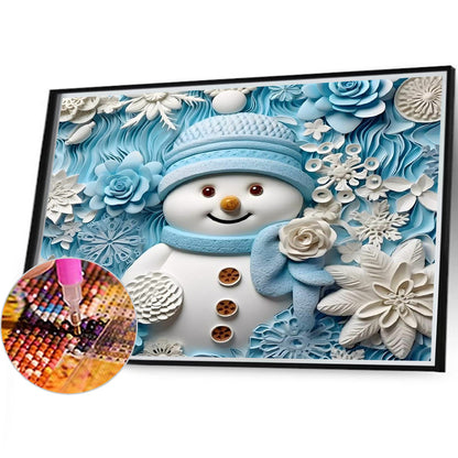 3D Textured Snowman - Full Round Drill Diamond Painting 40*35CM