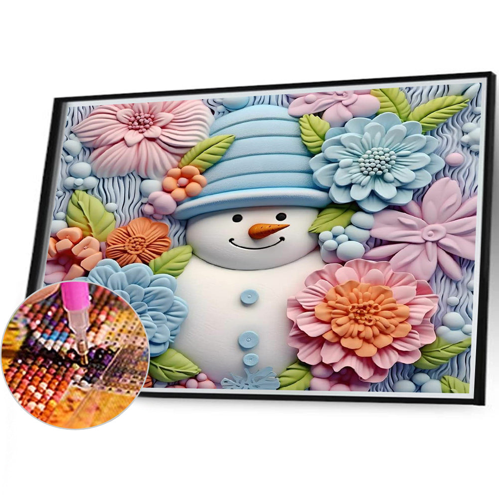 3D Textured Snowman - Full Round Drill Diamond Painting 40*35CM