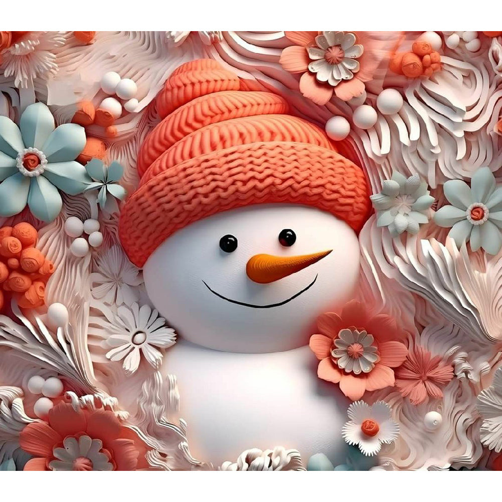 3D Textured Snowman - Full Round Drill Diamond Painting 40*35CM