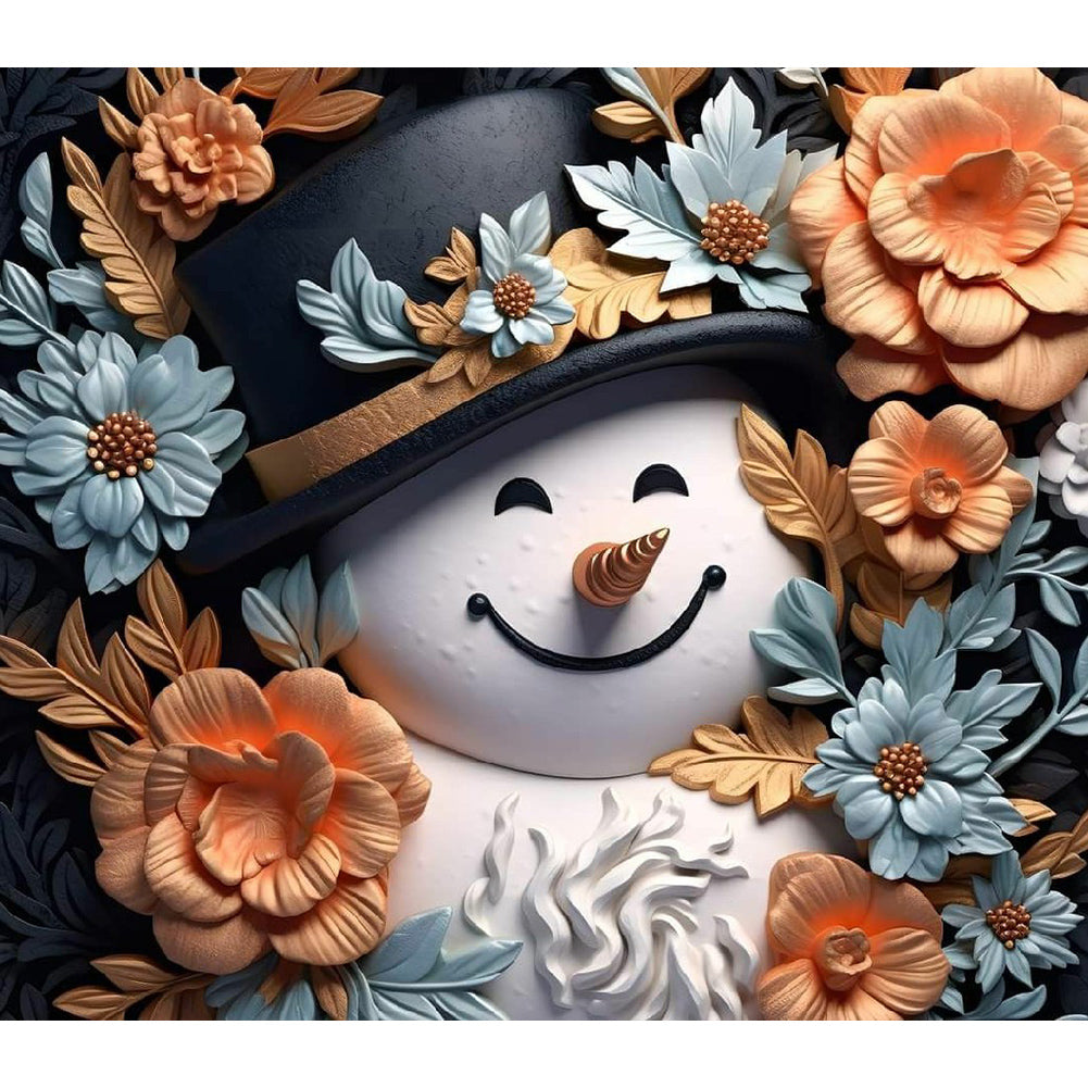 3D Textured Snowman - Full Round Drill Diamond Painting 40*35CM