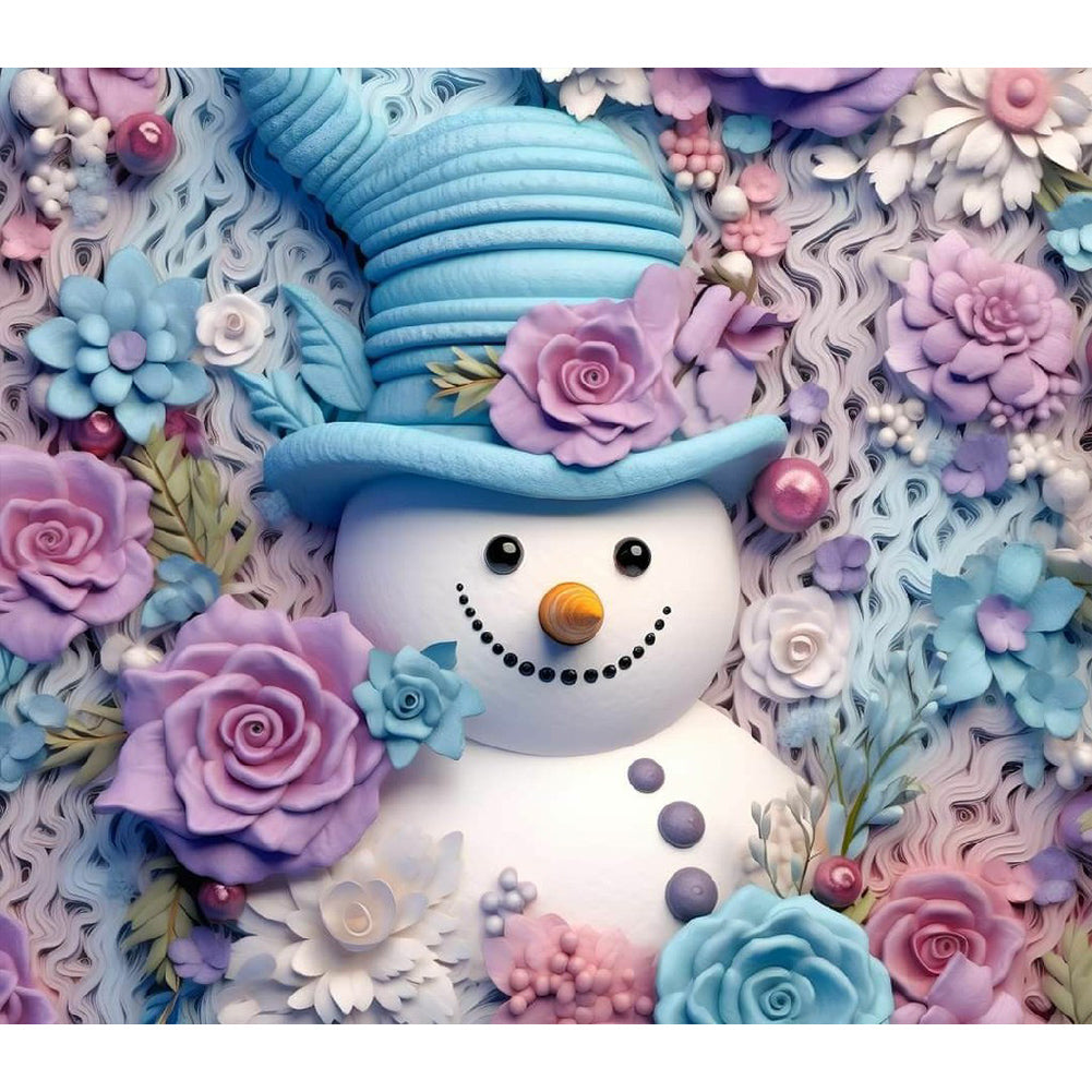 3D Textured Snowman - Full Round Drill Diamond Painting 40*35CM