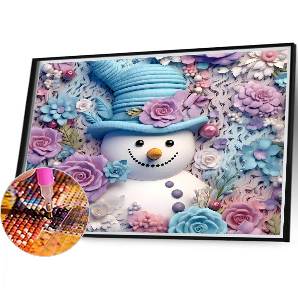 3D Textured Snowman - Full Round Drill Diamond Painting 40*35CM