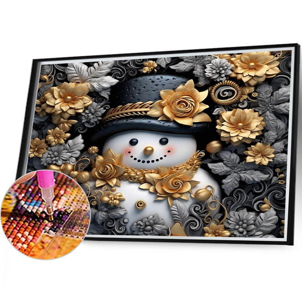 3D Textured Snowman - Full Round Drill Diamond Painting 40*35CM