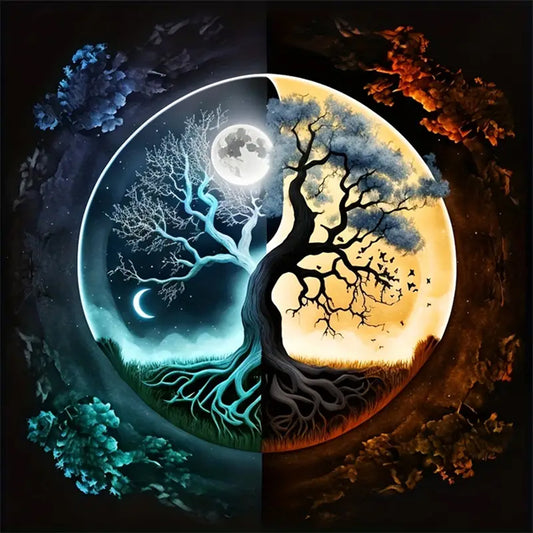 Sun Moon Yin Yang Tree Of Life - Full Round Drill Diamond Painting 30*30CM