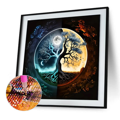 Sun Moon Yin Yang Tree Of Life - Full Round Drill Diamond Painting 30*30CM