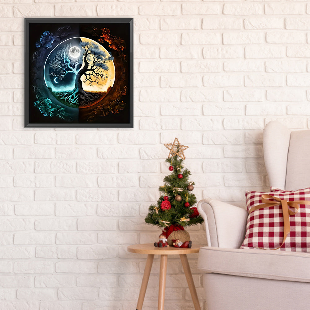 Sun Moon Yin Yang Tree Of Life - Full Round Drill Diamond Painting 30*30CM