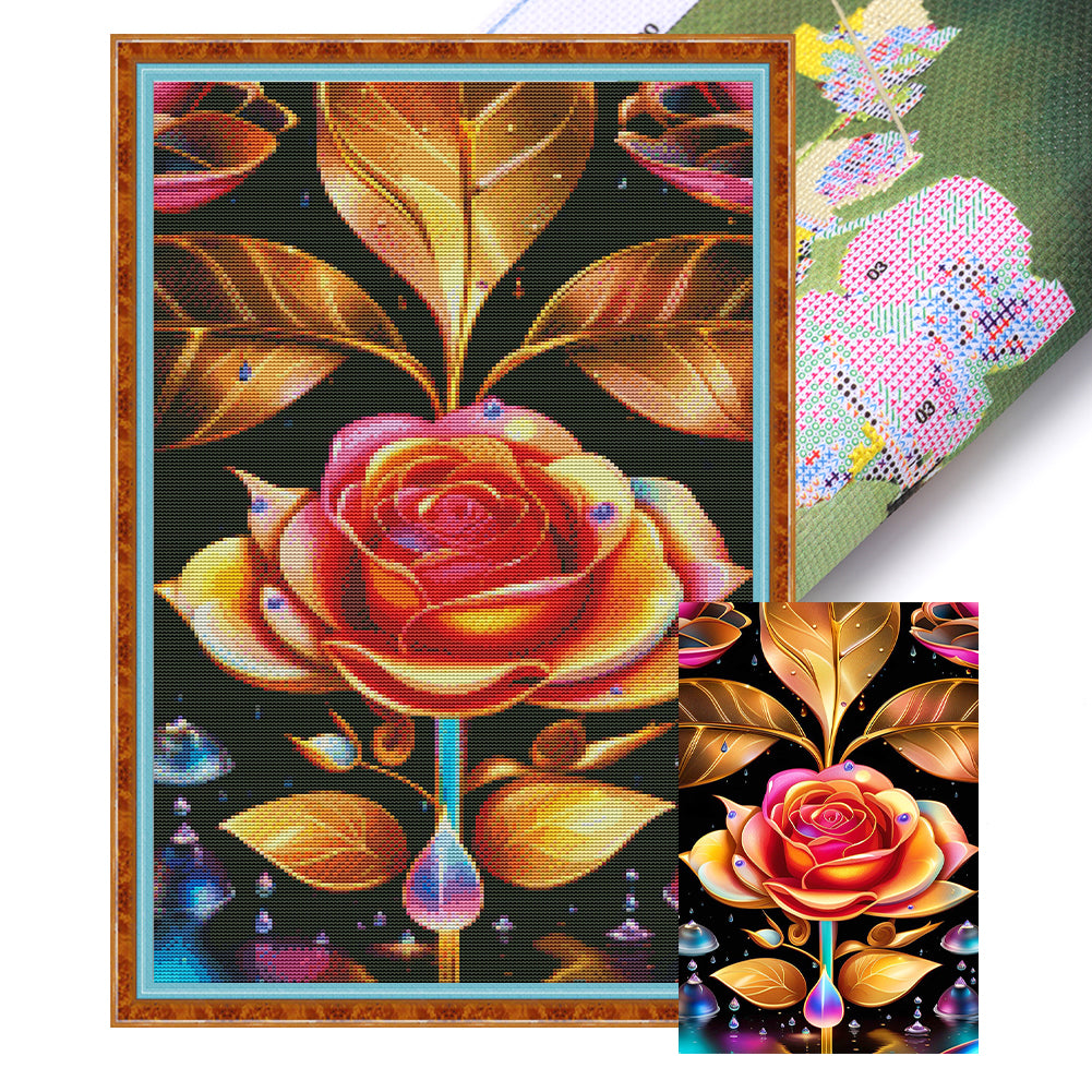 Rose Flower - 11CT Stamped Cross Stitch 40*65CM(Joy Sunday)