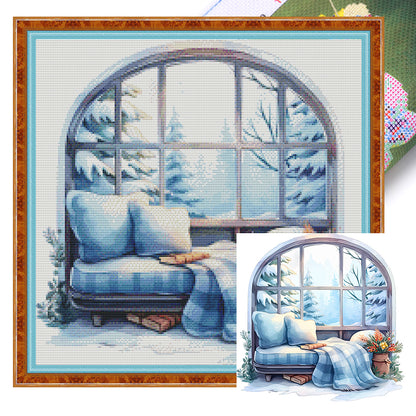 Winter Windowsill - 11CT Stamped Cross Stitch 50*50CM(Joy Sunday)