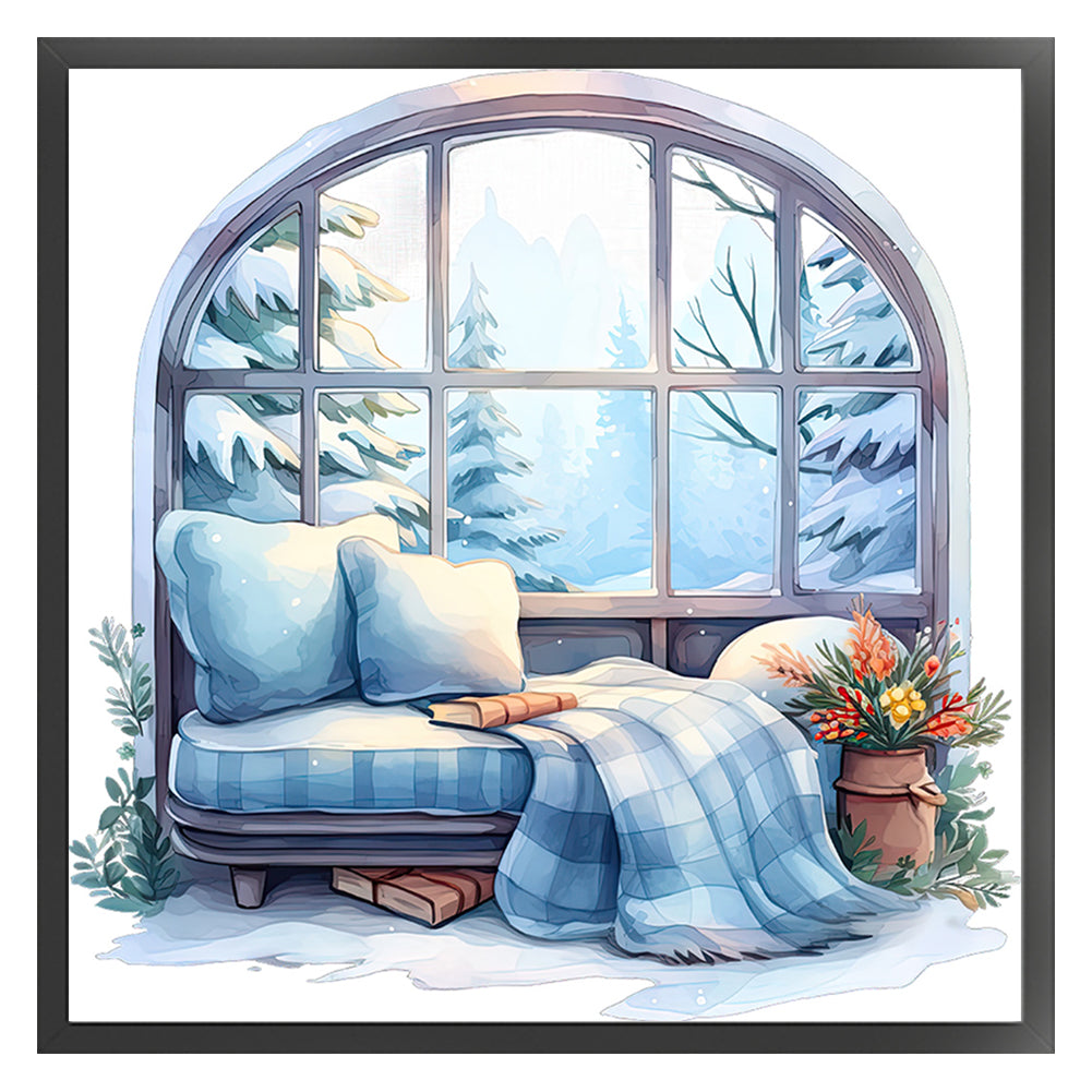 Winter Windowsill - 11CT Stamped Cross Stitch 50*50CM(Joy Sunday)