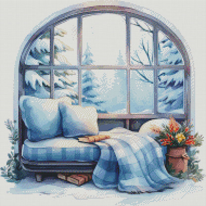 Winter Windowsill - 11CT Stamped Cross Stitch 50*50CM(Joy Sunday)