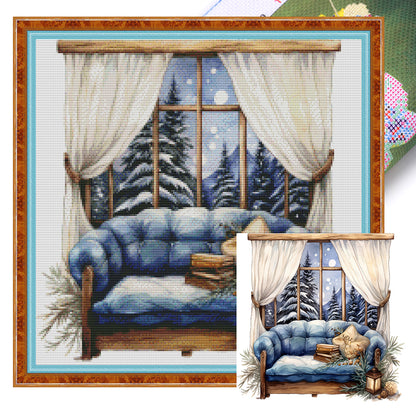 Winter Windowsill - 11CT Stamped Cross Stitch 50*50CM(Joy Sunday)