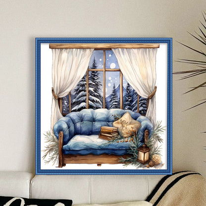 Winter Windowsill - 11CT Stamped Cross Stitch 50*50CM(Joy Sunday)