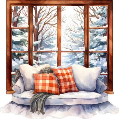 Winter Windowsill - 11CT Stamped Cross Stitch 50*50CM(Joy Sunday)